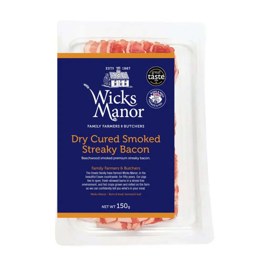 Wicks Manor Dry Cured Smoked Streaky Bacon 150G