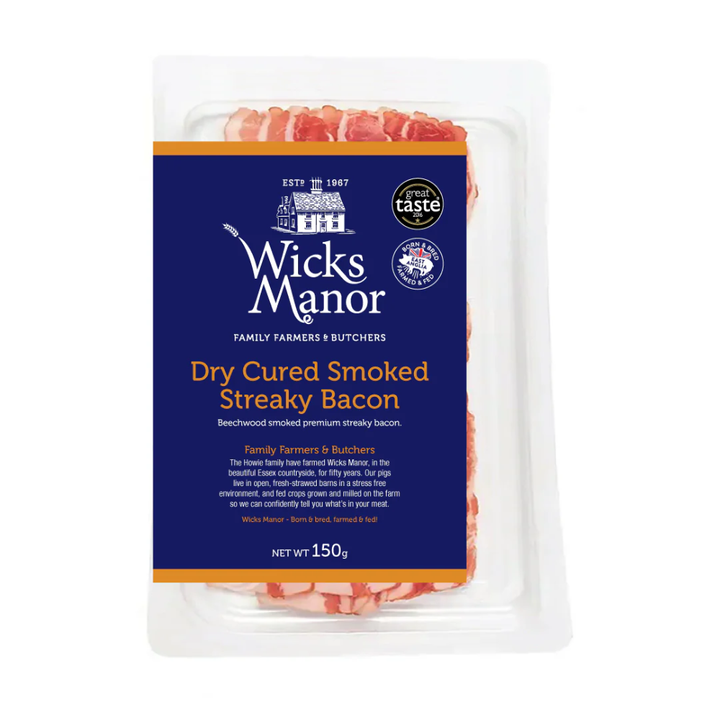 Wicks Manor Dry Cured Smoked Streaky Bacon 150G