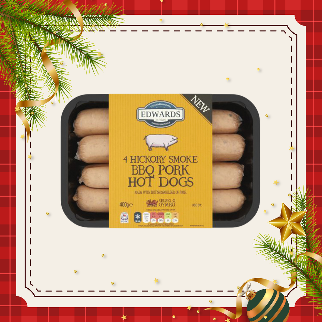 Edwards of Conwy 4 Hickory Smoked BBQ Pork Hotdog 400g