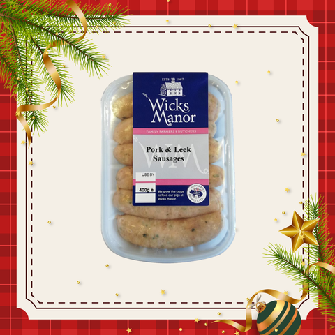 Wicks Manor Pork & Leek Sausage 400g