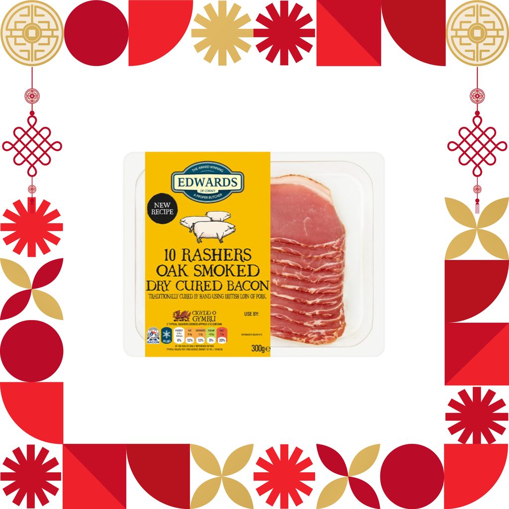 Edwards of Conwy 10 Dry Cured Smoke Flavour Bacon 10 Slices 300g