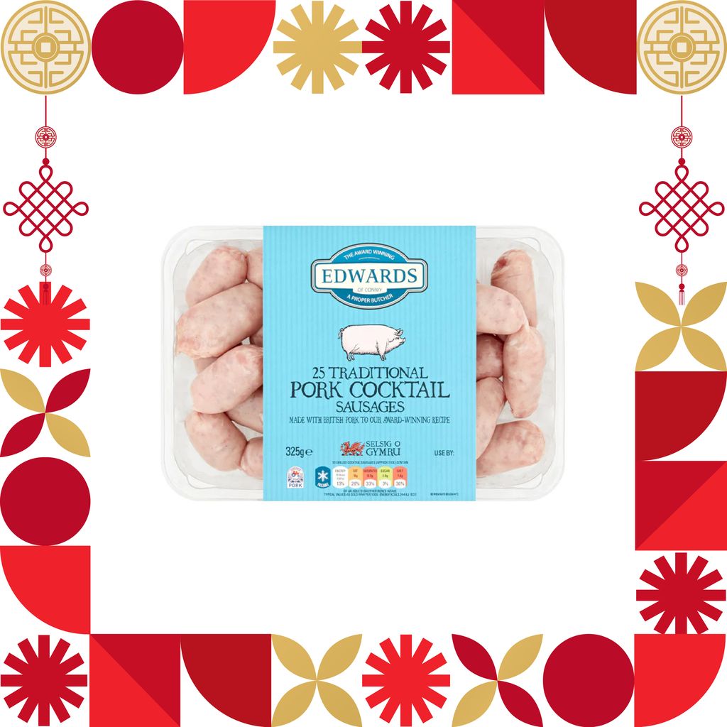 EDWARDS ON CONWY 25 TRADITIONAL PORK COCKTAIL SAUSAGES 325G