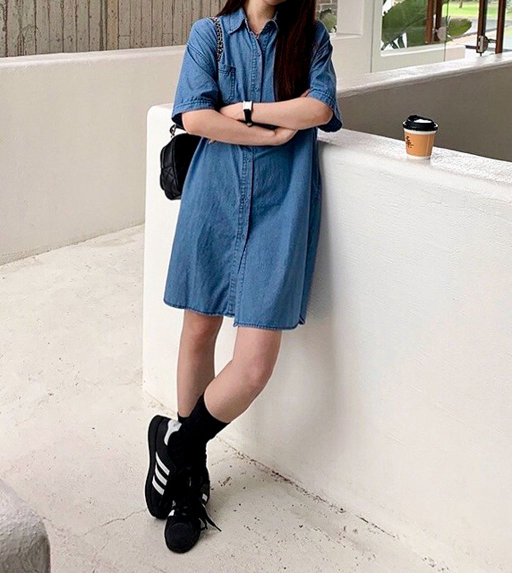 口袋牛仔洋裝-5