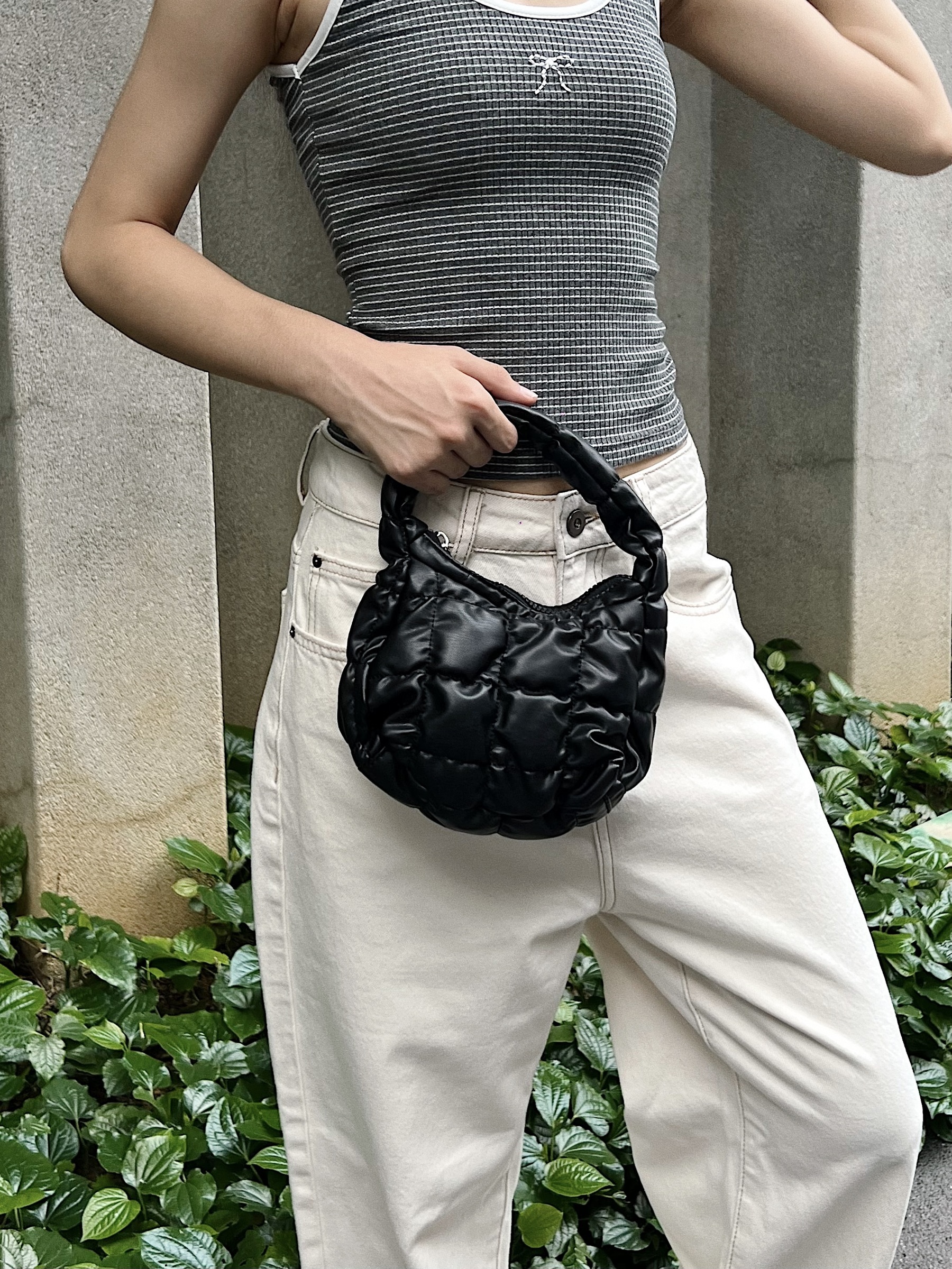 KARA QUILTED MINI BAG BLACK