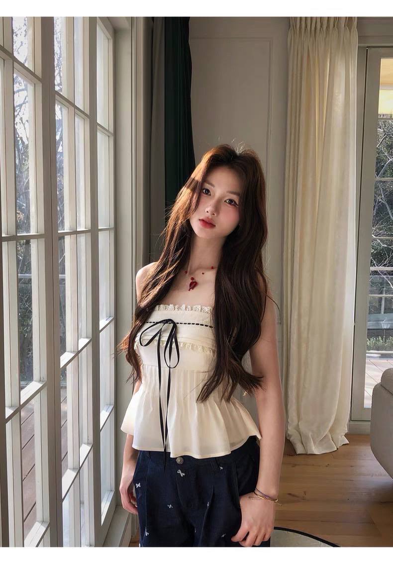 KC8828 蕾丝拼接小抹胸｜优雅气质浪漫褶褶上衣– JH Blossoms