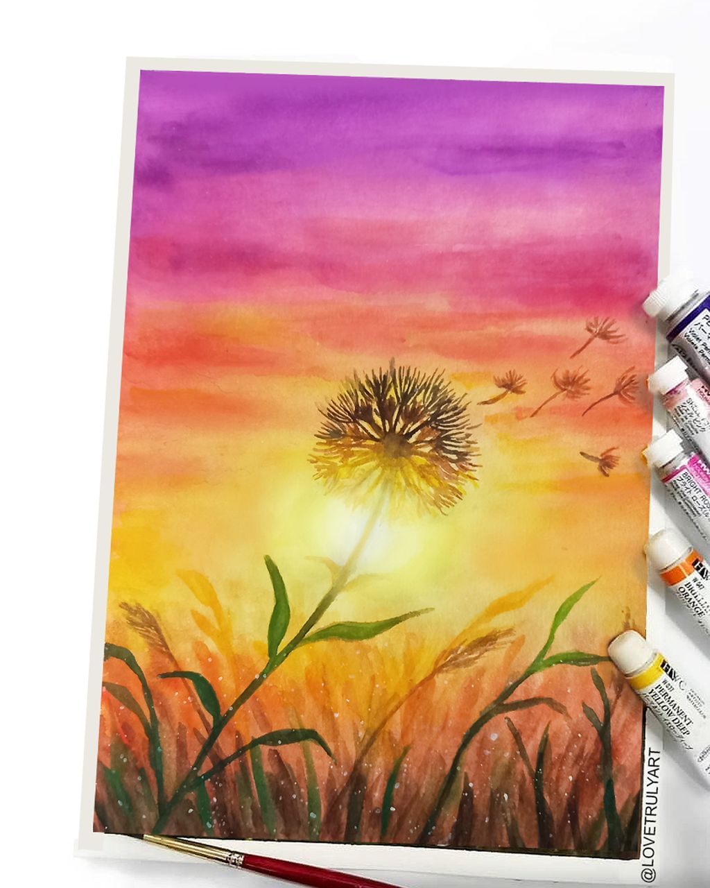 Sunset Dandelion_watercolor