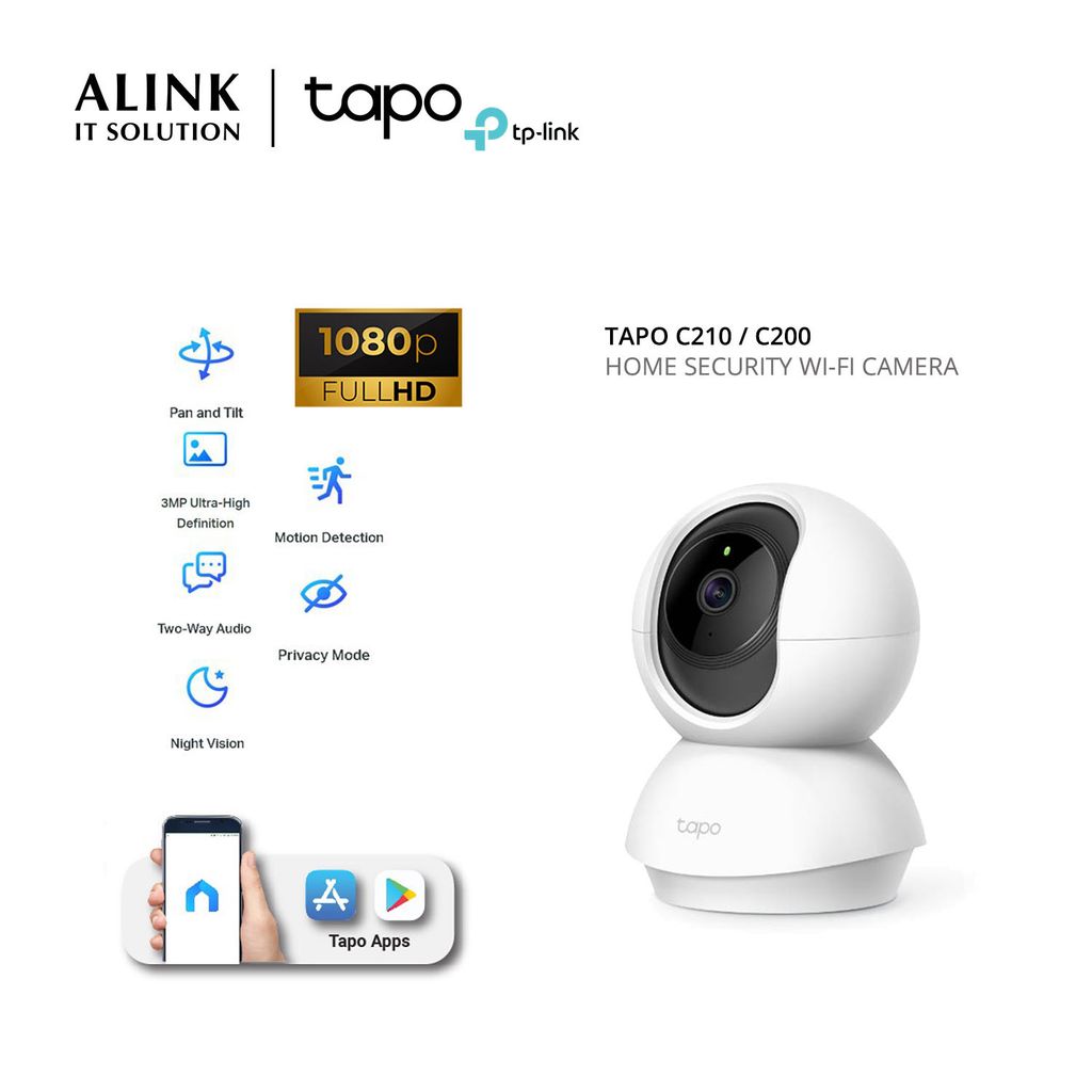 TP-Link Tapo C210 / C200 - Pan/Tilt Home Security Wi-Fi Camera – ALINK IT  SOLUTION