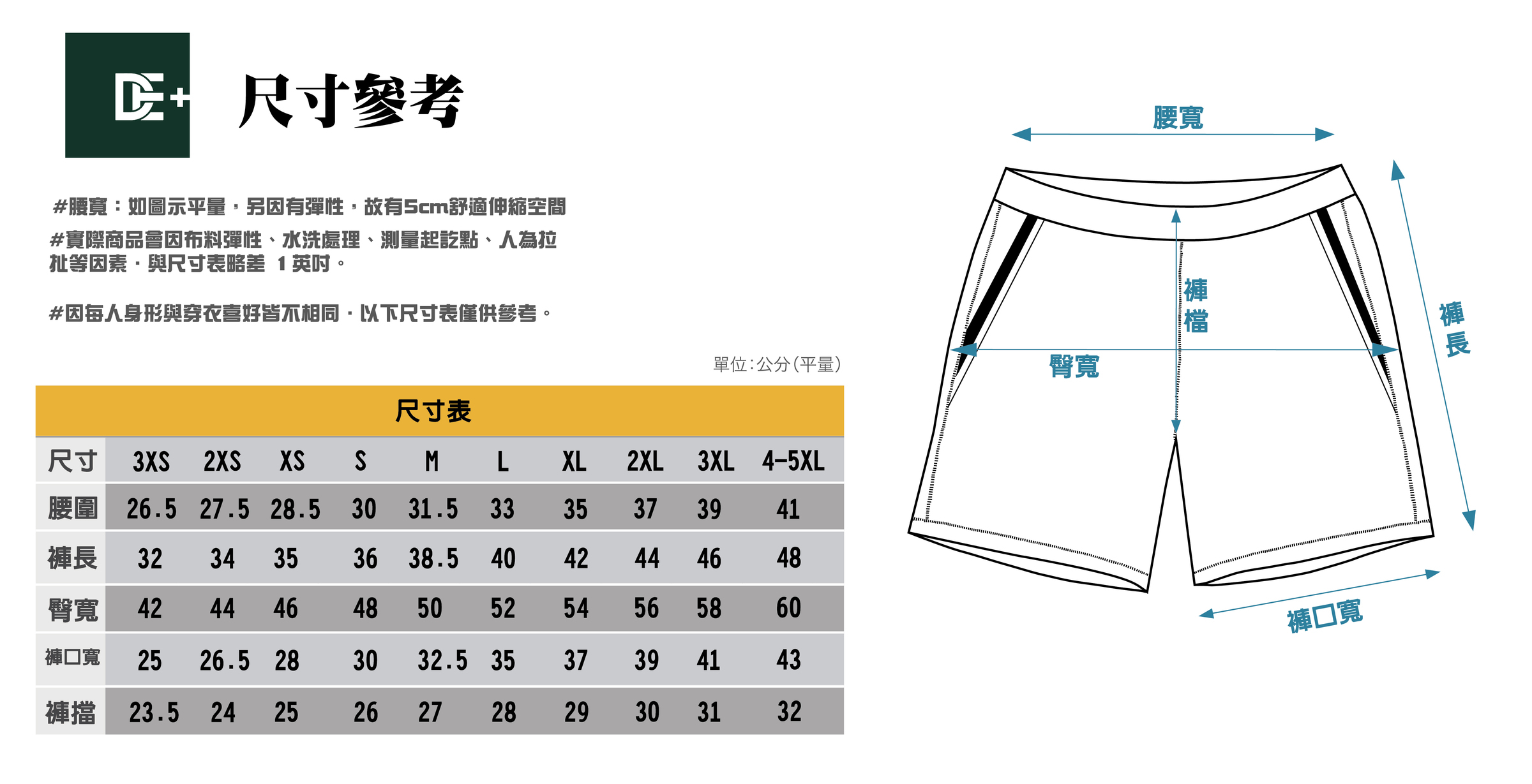 褲子尺寸表