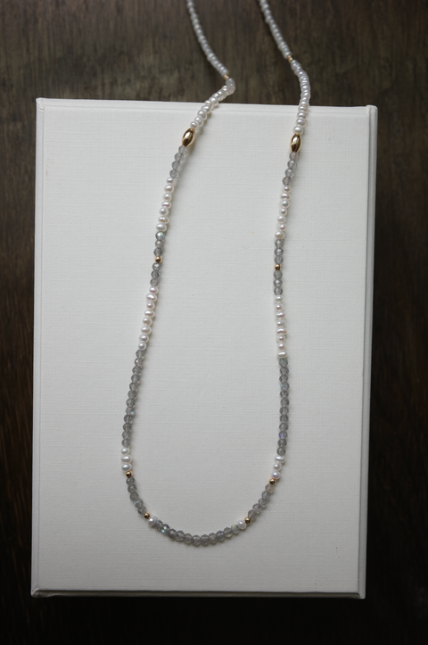 Grey & White  Necklace-1