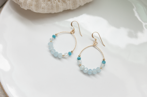 Aquamarine Circle Earring | 海藍寶圈圈耳環-1