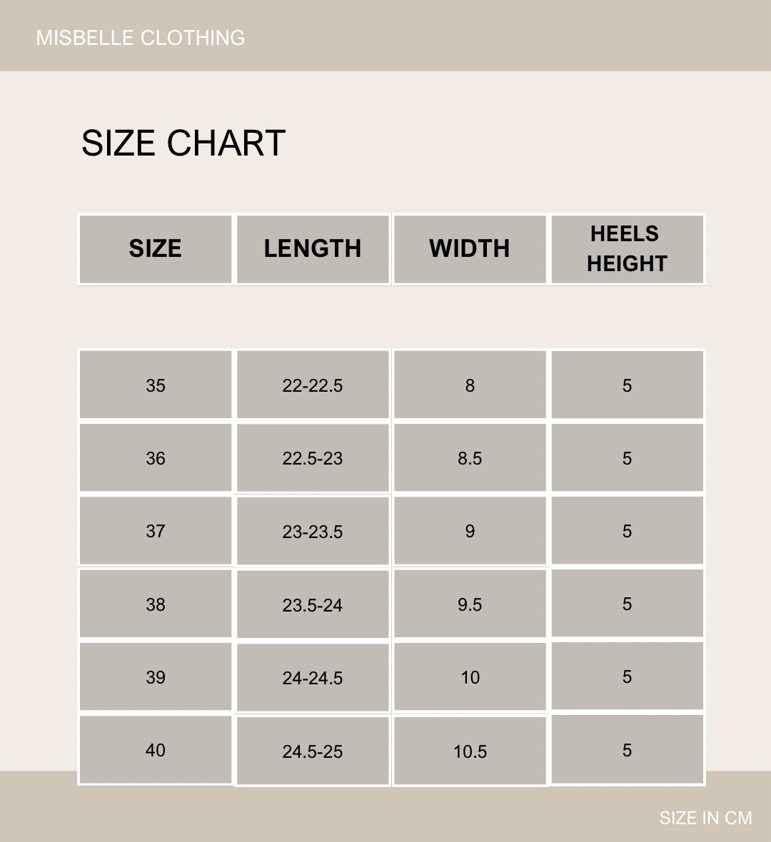 misbelle_shoes size chart