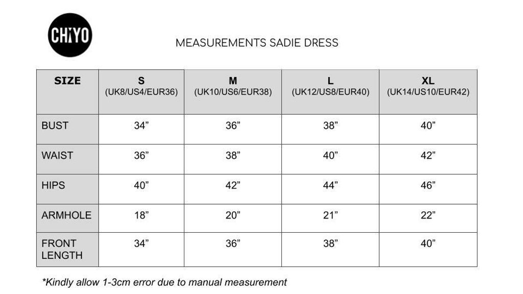 MEASUREMENTS TABLE-sadie dress