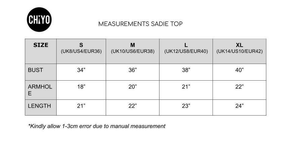 MEASUREMENTS TABLE- sadie