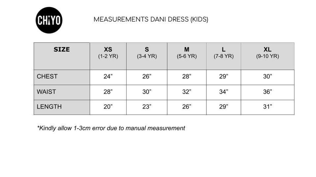 KIDS MEASUREMENTS TABLE