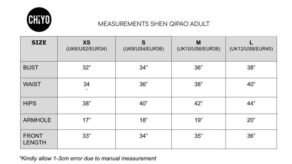 MEASUREMENTS TABLE