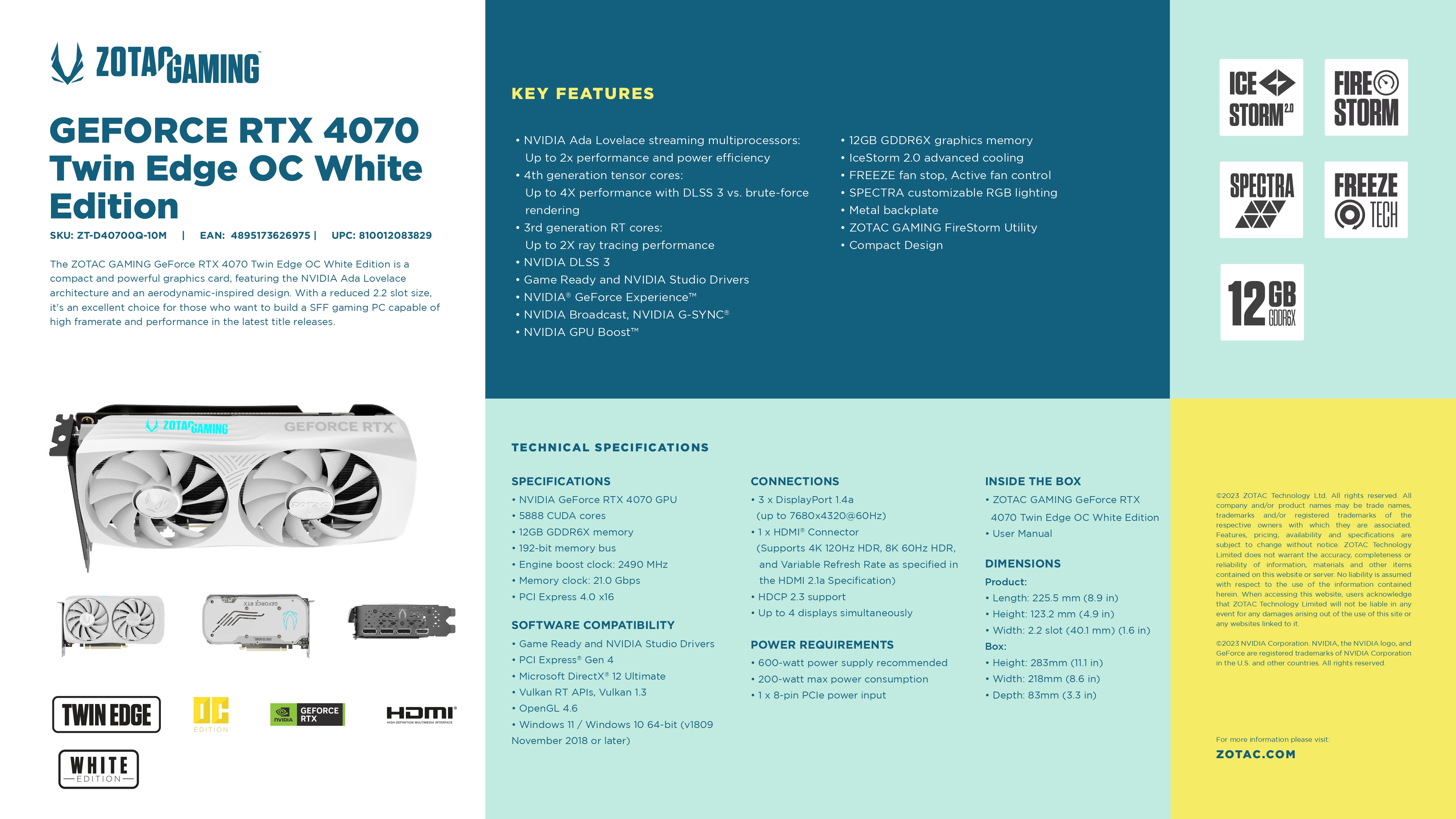 Buy Zotac RTX 4070 Twin Edge OC White Edition 12GB - GDDR6X