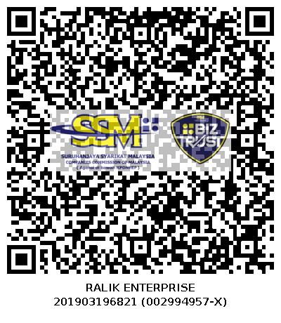 SSM BizTrust QR untuk pengesahan Ralik Enterprise