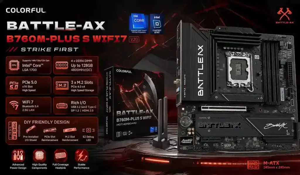 Mainboard-Colorful-BATTLE-AX-B760M-PLUS-S-WIFI7-V20