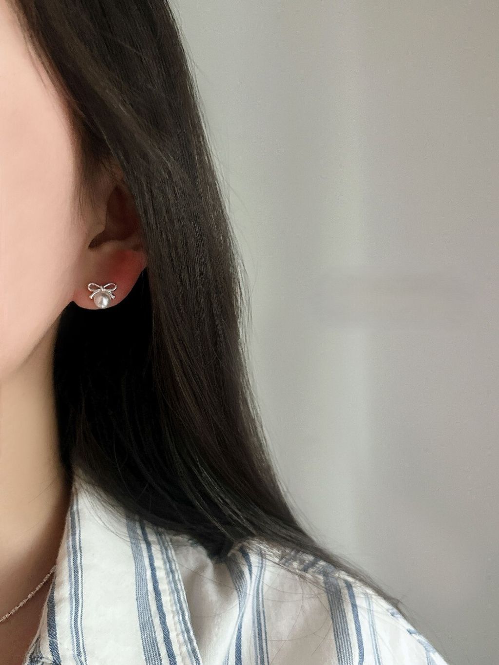 E130 蝴蝶結珍珠耳環 (5)