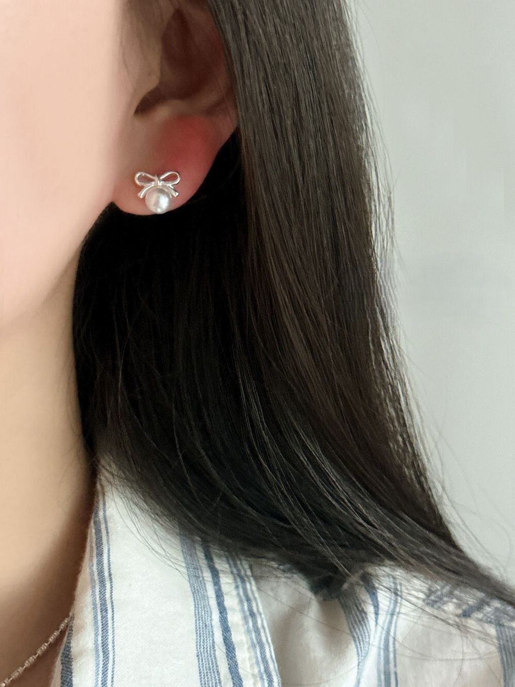 E130 蝴蝶結珍珠耳環 (4)