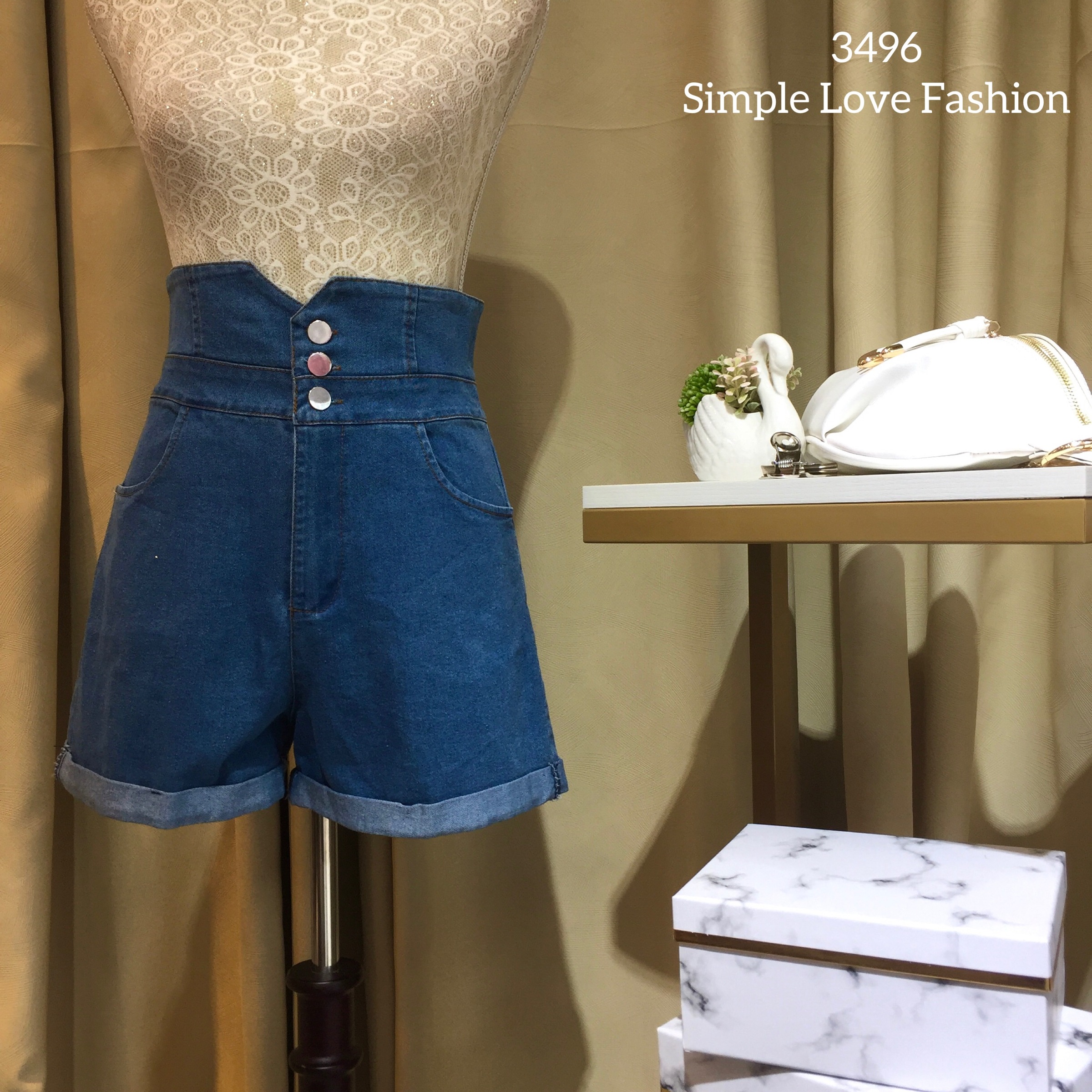 Button Design Short Pants 3496 – Simple Love Fashion