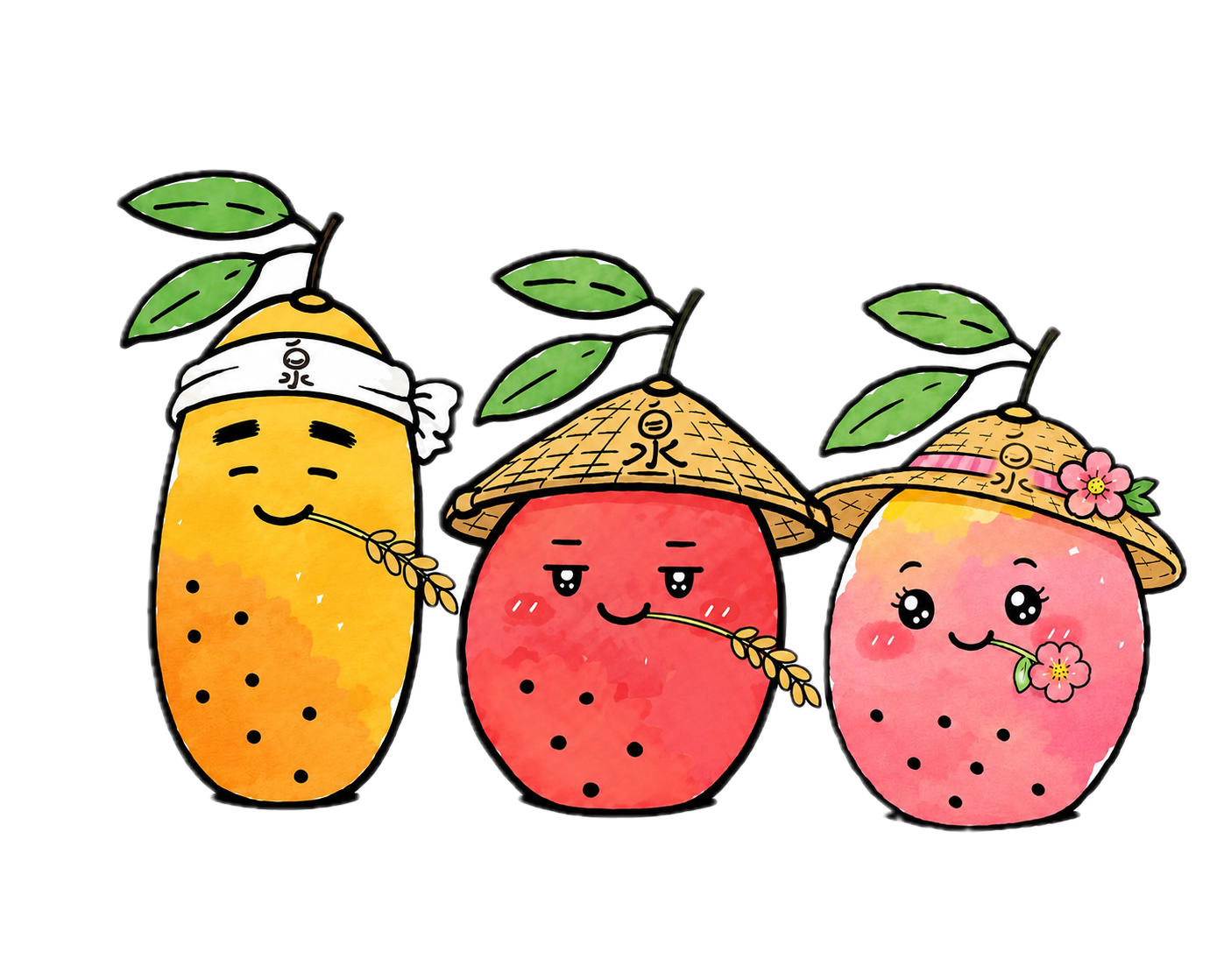 泉果園吉祥物三兄妹合照