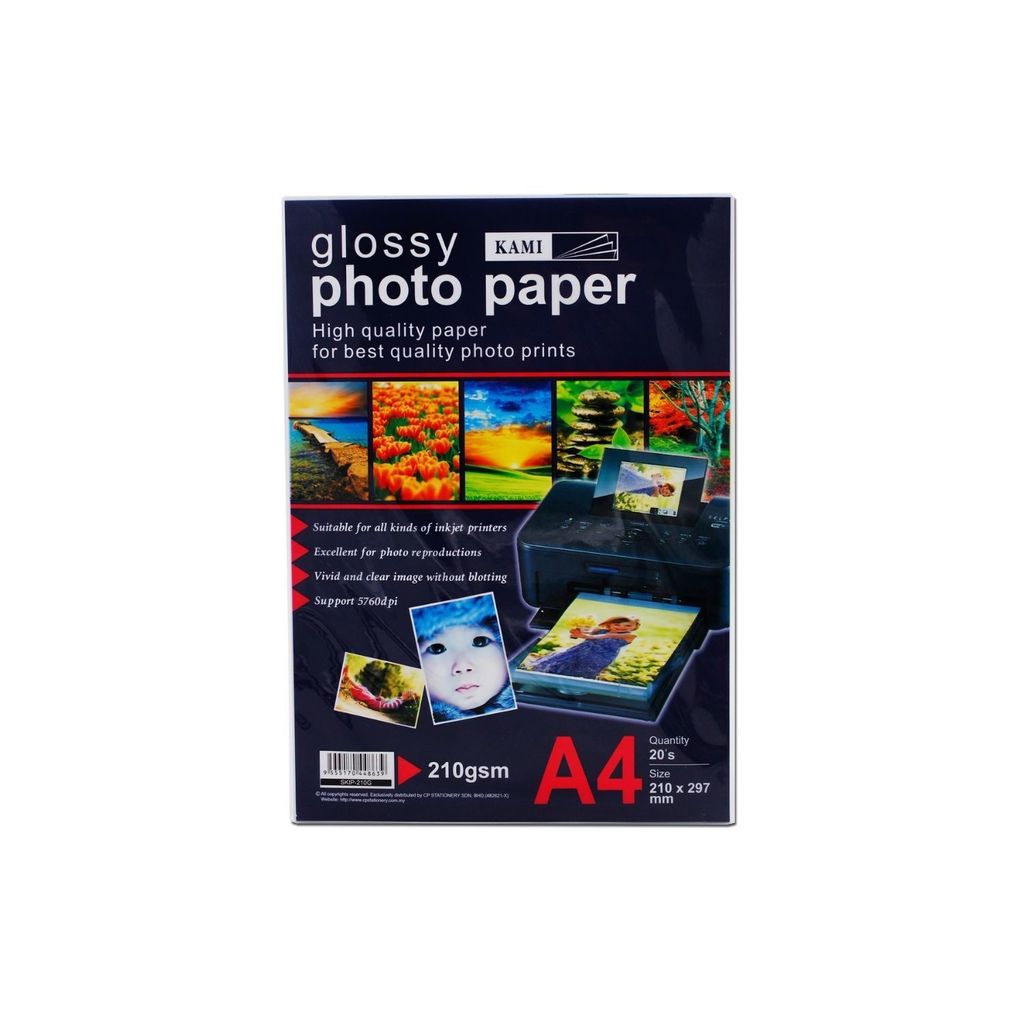 KAMI Glossy Photo Paper (A4) 210gsm 20sheets SKIP-210G – AA Stationery ...