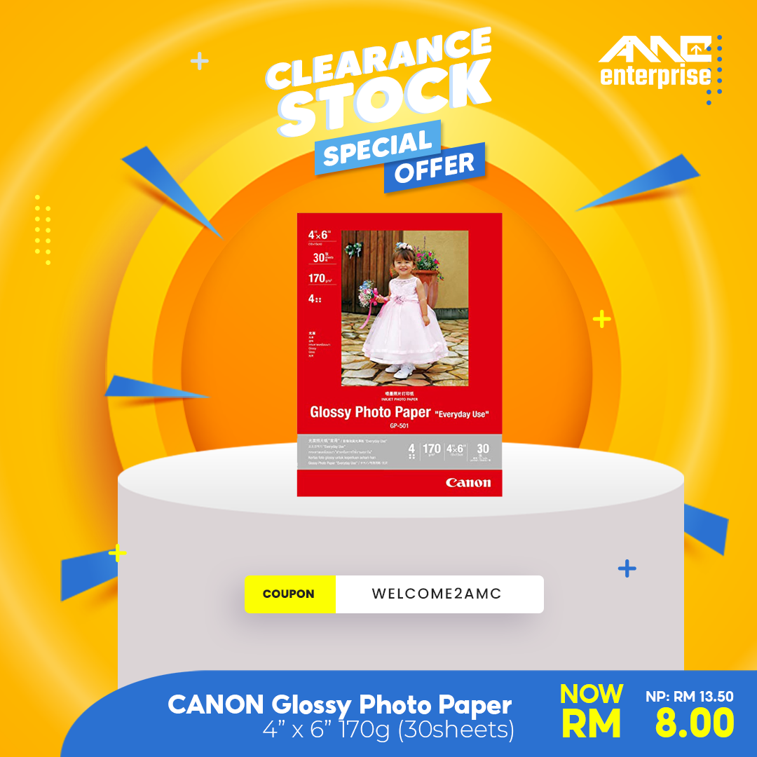 CLEARANCE STOCK Canon 30 sheets glossy photo paper