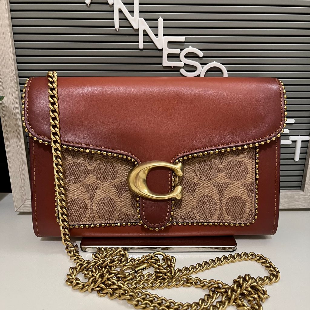 COACH Tabby Chain Clutch In Signature Canvas With Beadchain