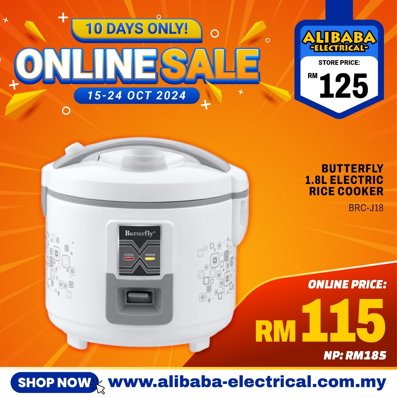Butterfly electric rice cooker 1.8 ltr hotsell