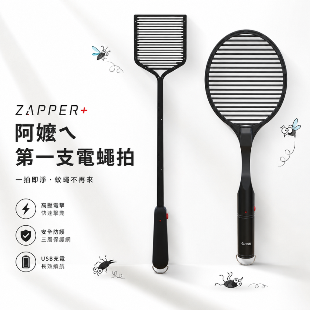 嘖嘖募資爆紅款‼️ ZAPPER+ 阿嬤ㄟ第一支 電蠅拍_電蚊拍-