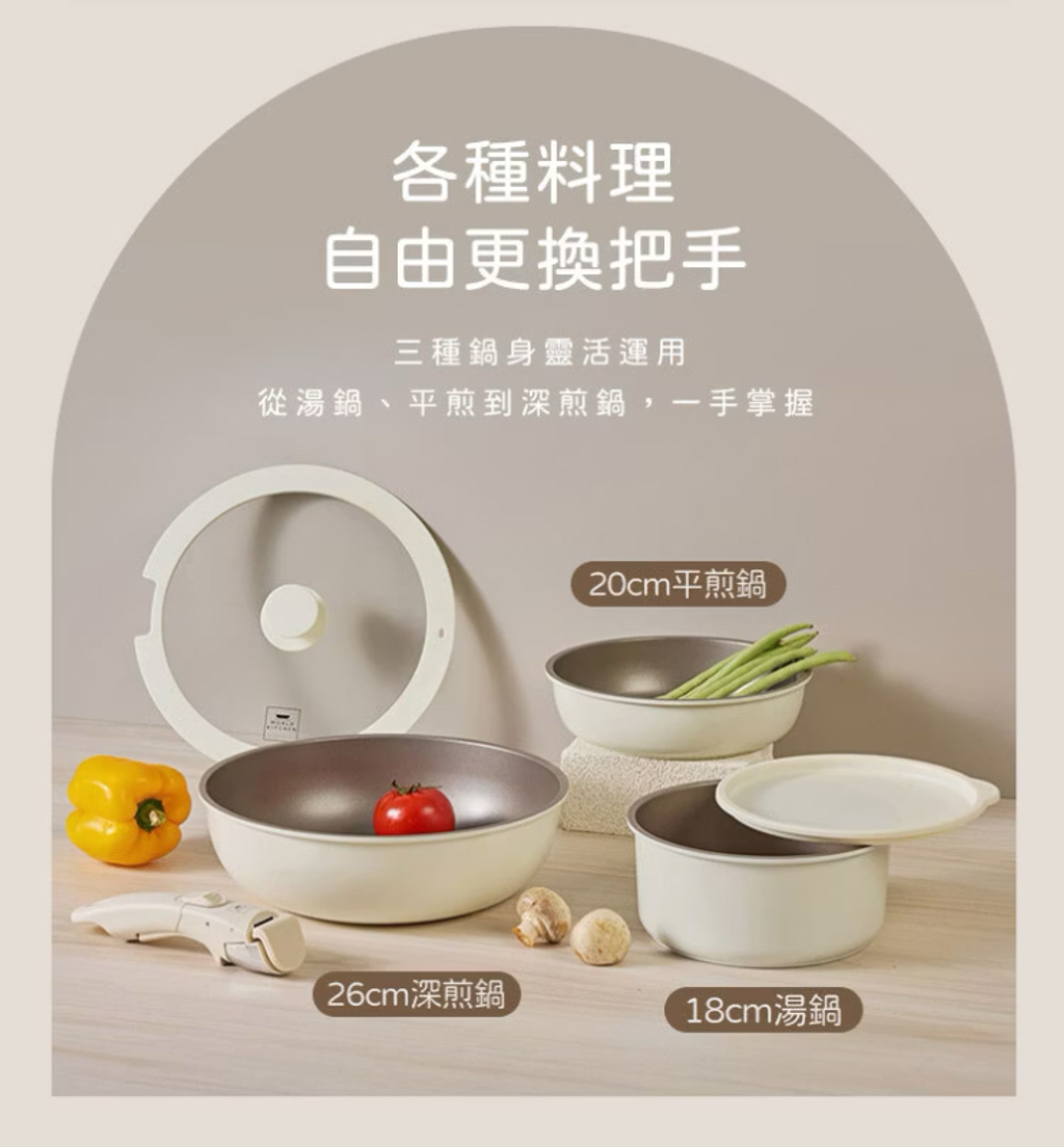【康寧餐具 】WORLD KITCHEN鑄造鈦不沾可拆卸鍋具六件組(WK-RTD-6P)-4