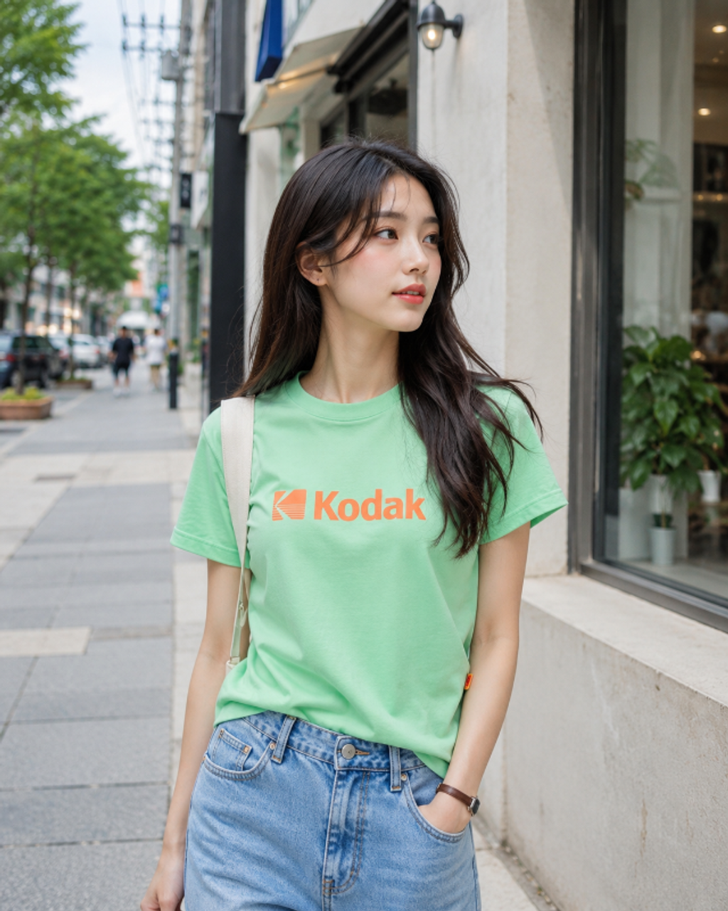 韓國 KODAK 女款 Big Logo 短袖T 三色 💚金惠奫同款-3