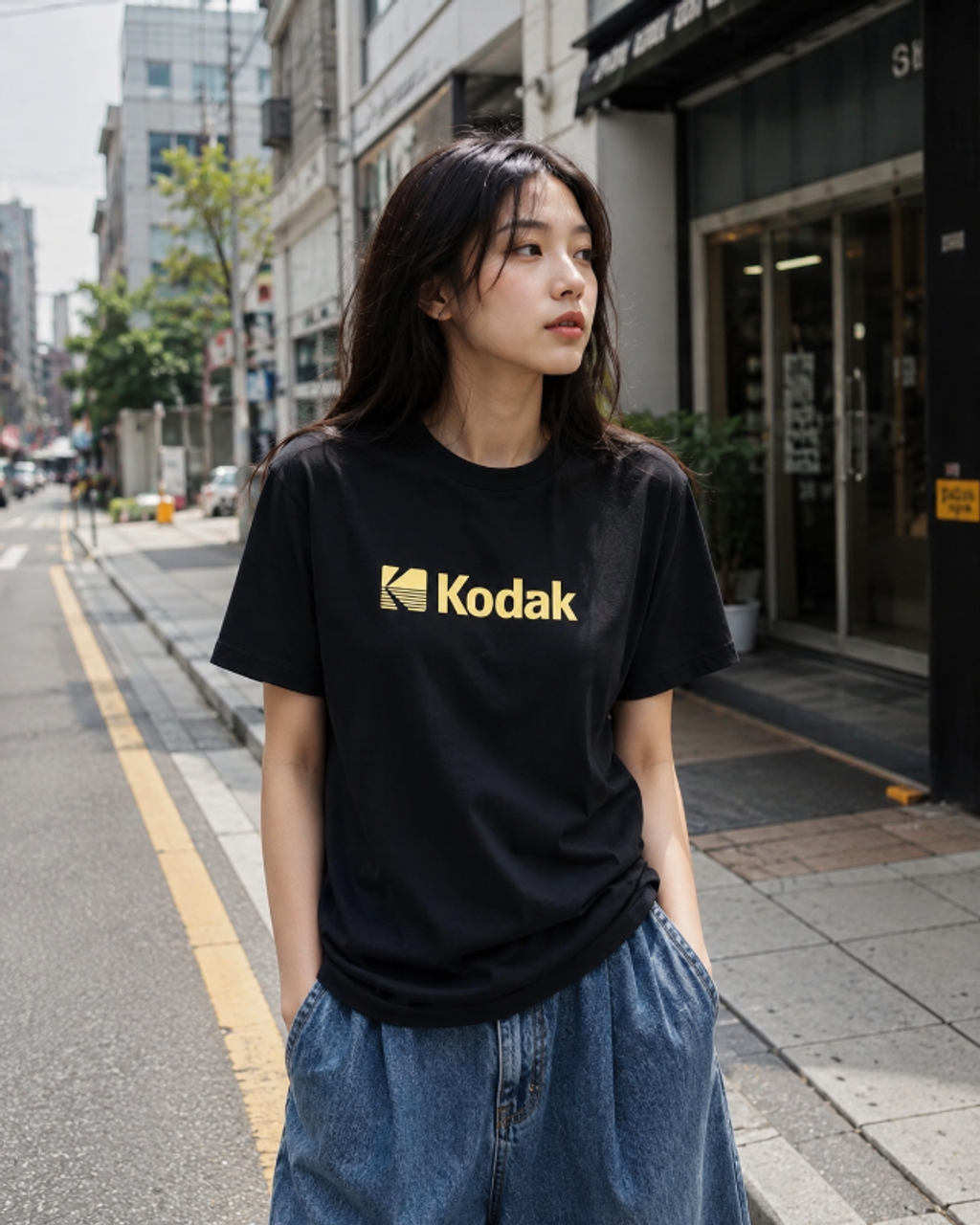 韓國 KODAK 女款 Big Logo 短袖T 三色 💚金惠奫同款-5