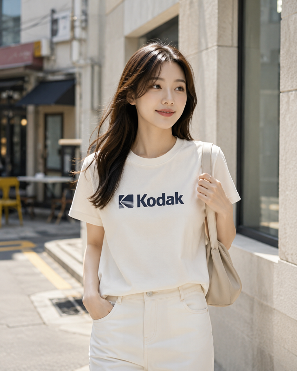 韓國 KODAK 女款 Big Logo 短袖T 三色 💚金惠奫同款-1