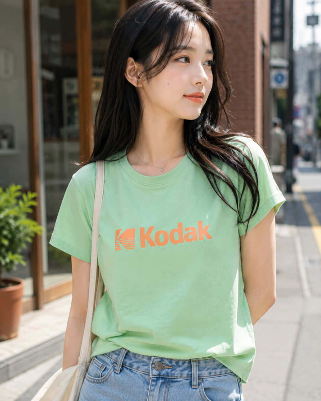 韓國 KODAK 女款 Big Logo 短袖T 三色 💚金惠奫同款-2