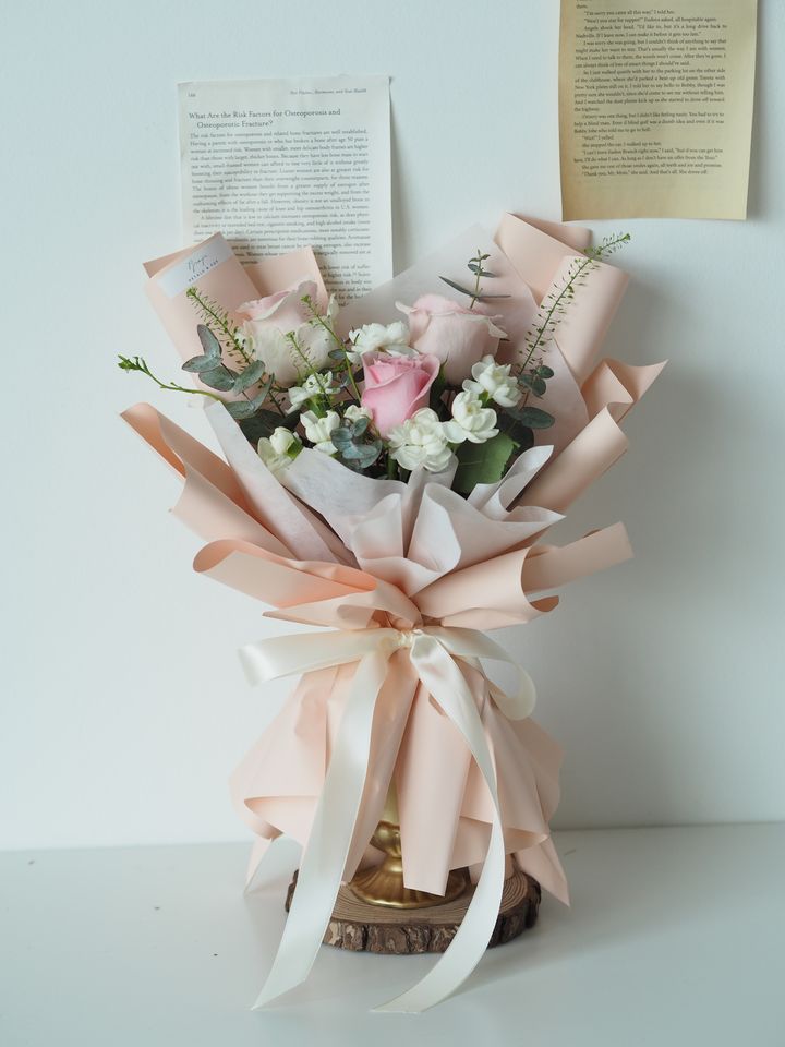 [new] Avalanche roses 3 stalks with eustoma - RM109