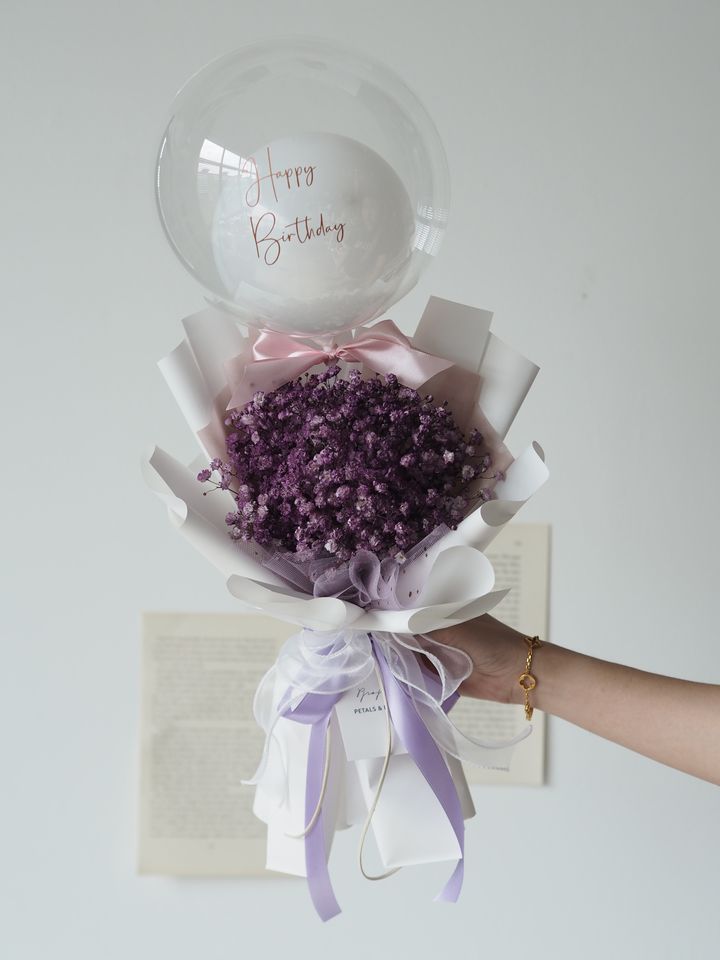 Cute Purple baby breath with balloon - RM119