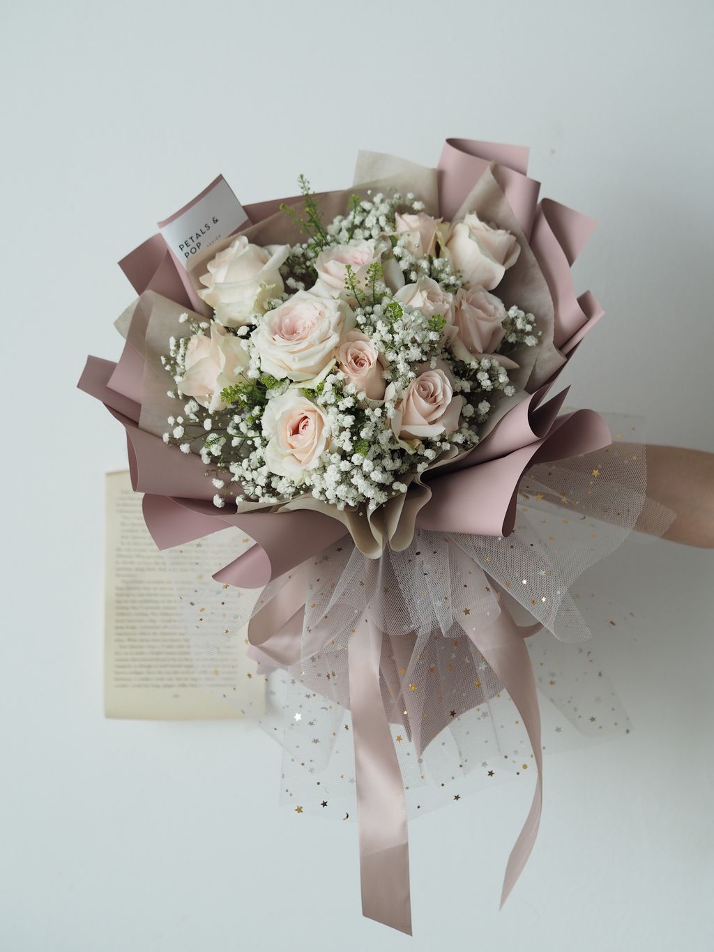 [new] Light pink roses with baby breath - RM228.