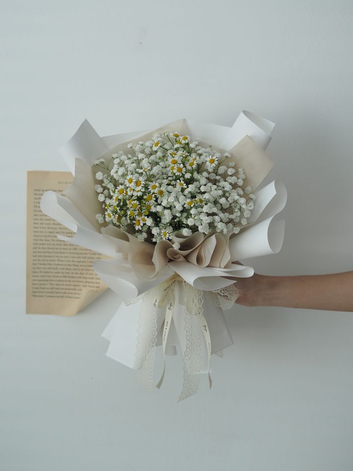 [new] Baby breath with matricaria bouquet - RM128