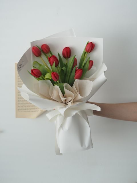 [new] 9-10 stalks red tulip bouquet - RM208