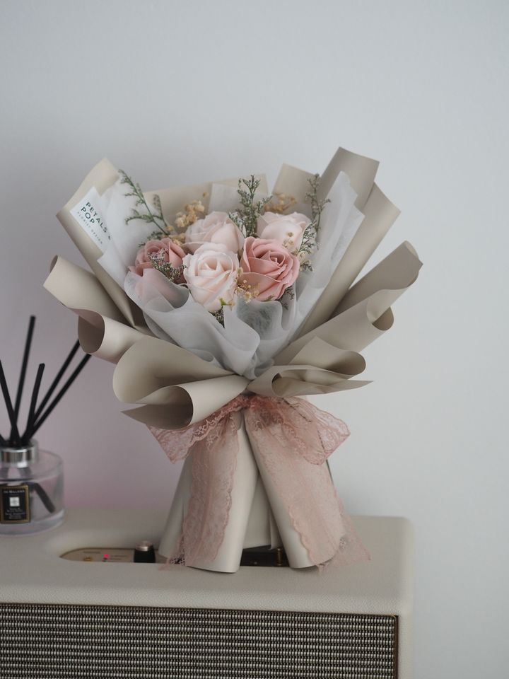 [new] 5 stalks soap roses with caspia - RM89