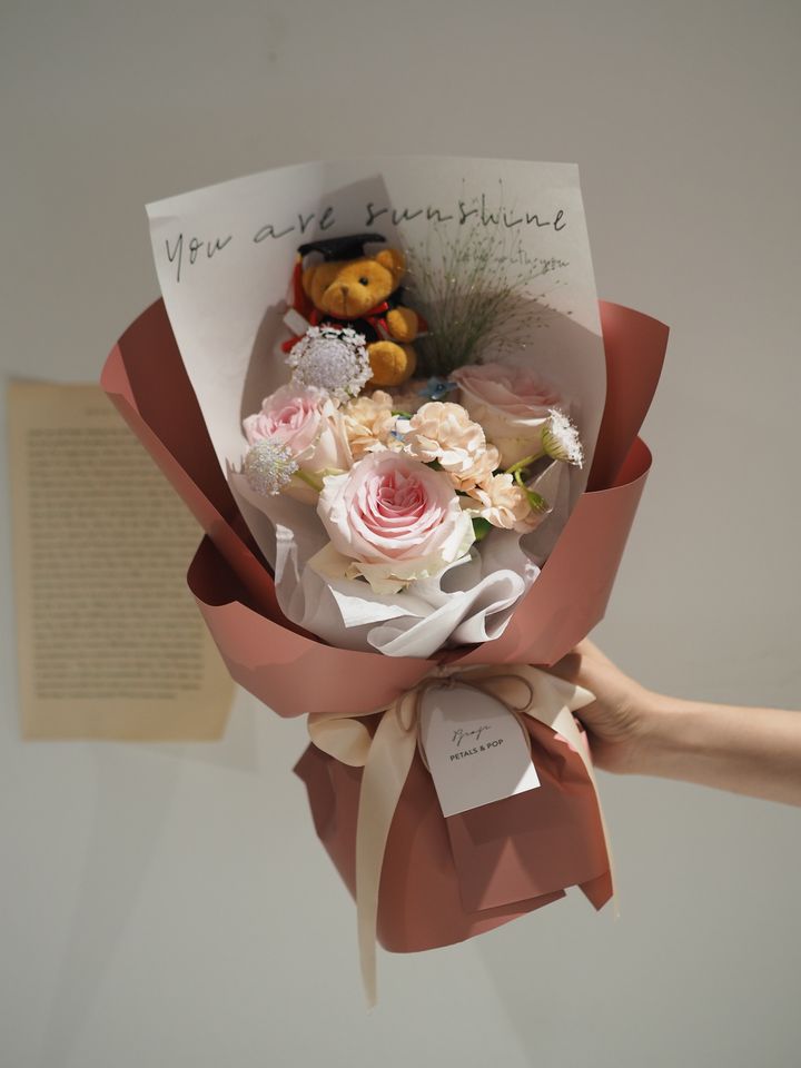 [new] roses bouquet add on bear - RM138