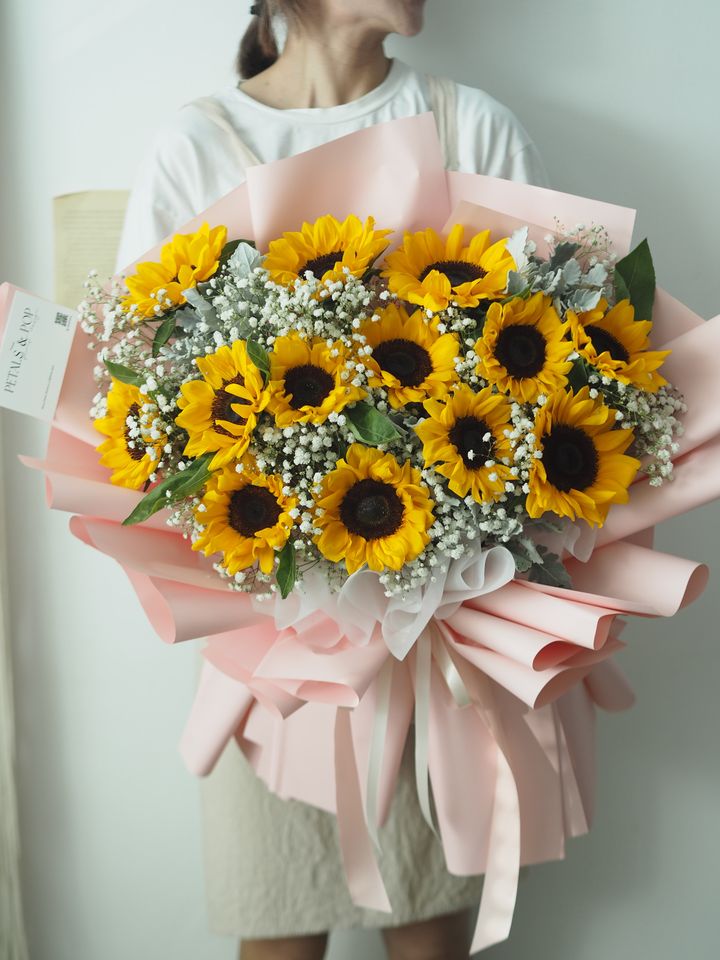 [24new] 13 stalks sunflowers with baby breath - RM458