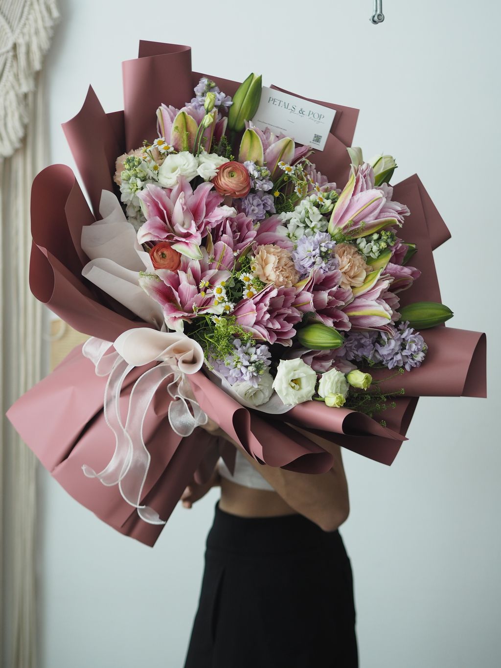 [25]$ Lilies with carnation mix with foliage - rm288.