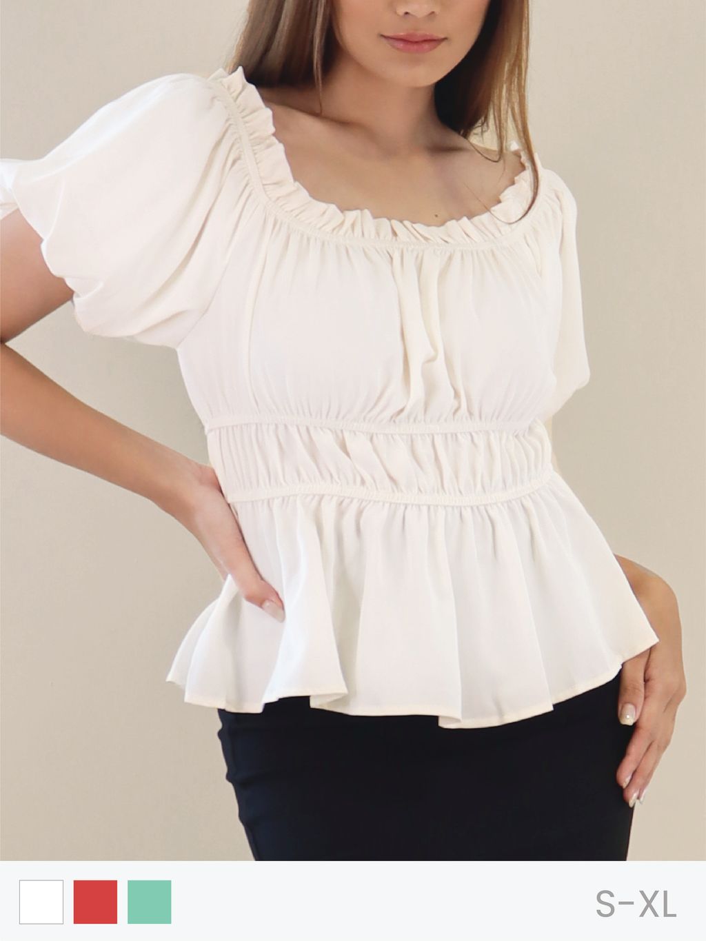 ME Elastic Ruffle Blouse – My Elegance