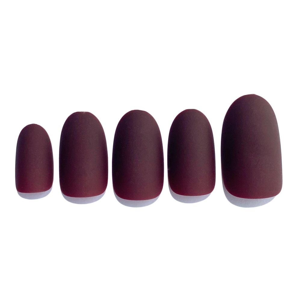 C-006 The End - Wine Red Solid Color Press-on Manicure.jpg