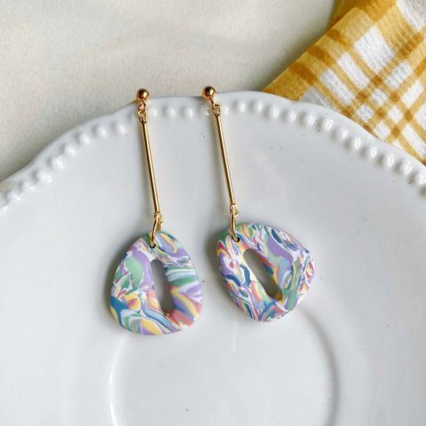 068-7 Zephyr Layered Chandelier Organic Oval Clay Earrings with S925 Silver Posts.jpg