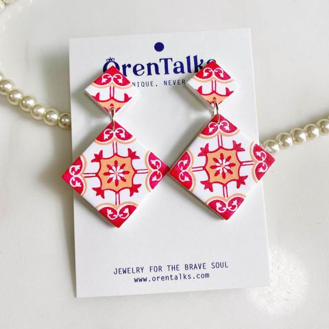 070-5 Scarlet Blossom Tiles With Clay Studs Statement Earrings (1).jpg