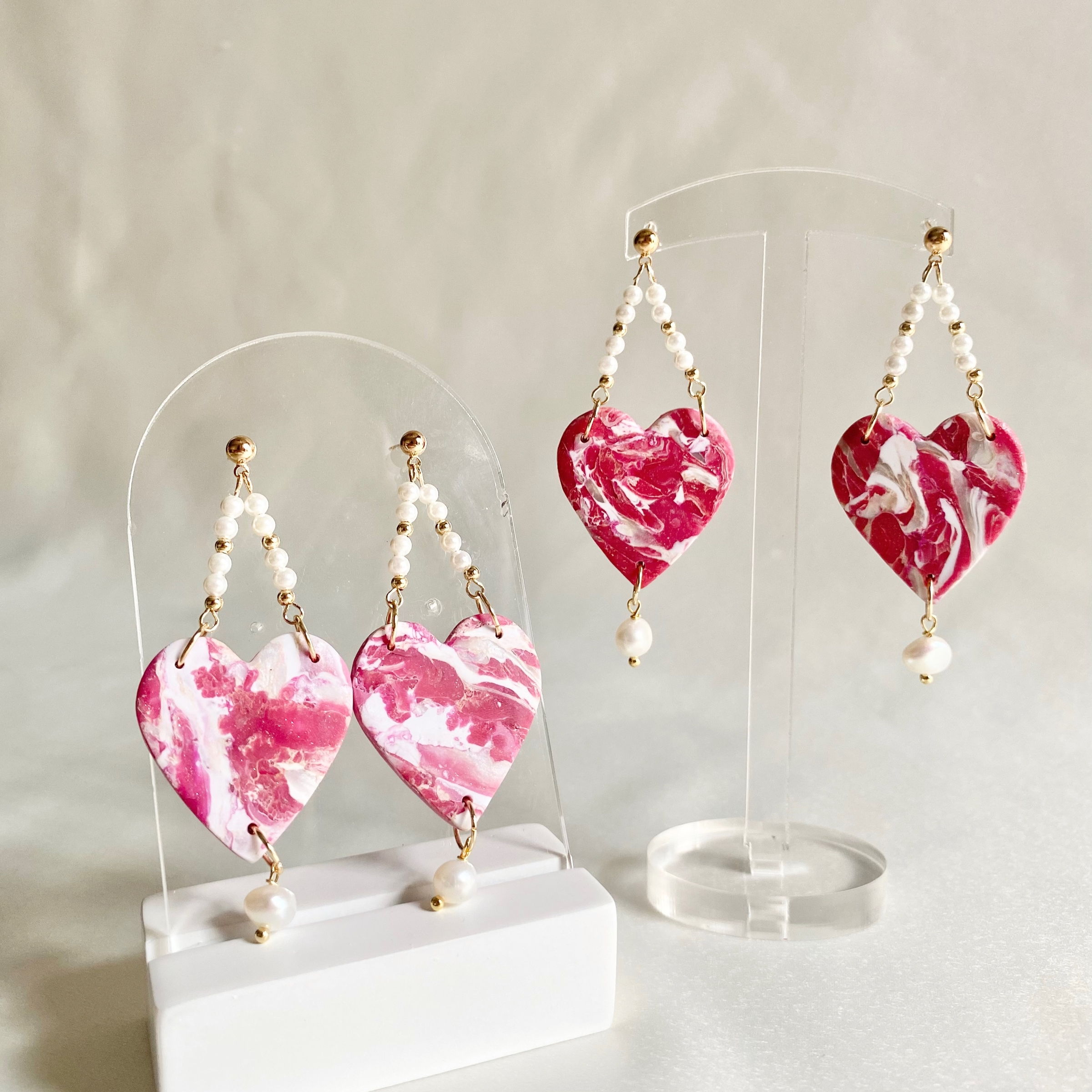 073-1 Primadonna Girl Love Statement Earrings with Freshwater Pearls and S925 Ball Stud.JPG